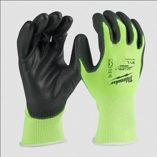 High Visibility Cut Level 1 Polyurethane Dipped Gloves - Size Large - 1 Pack