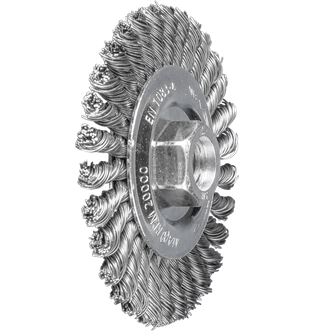 Stringer Bead Wheel Brush PSF 4" Dia. .020 Carbon Steel 5/8-11" Thread  - BOX QTY 10