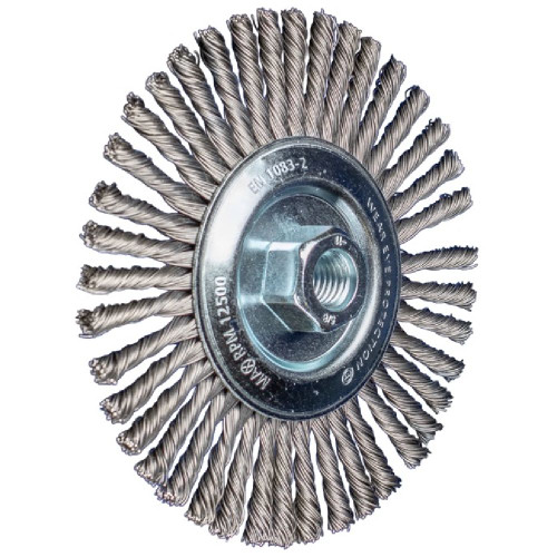 Stringer Bead Wheel Brush PSF 6" Dia. .020 Carbon Steel 5/8-11" Thread - BOX QTY 10