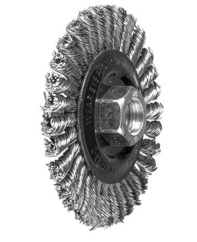 Stringer Bead Wheel Brush PSF 4" Dia .020 Stainless Steel 5/8-11" Thread - BOX QTY 10