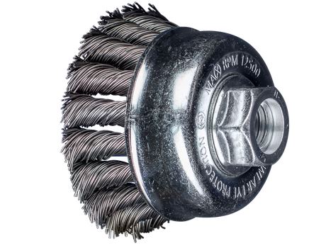 Knot Wire Cup Brush PSF 2-3/4" Dia. .020 Carbon Steel 5/8-11" Thread - BOX QTY 10
