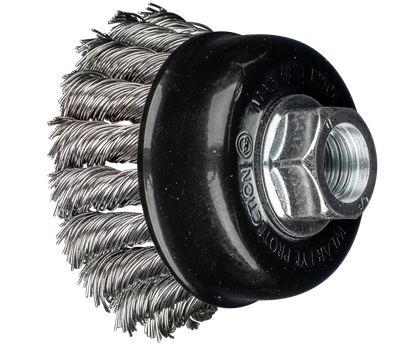 Knot Wire Cup Brush PSF 2-3/4" Dia. .020 Stainless Steel 5/8-11" Thread - BOX QTY 10