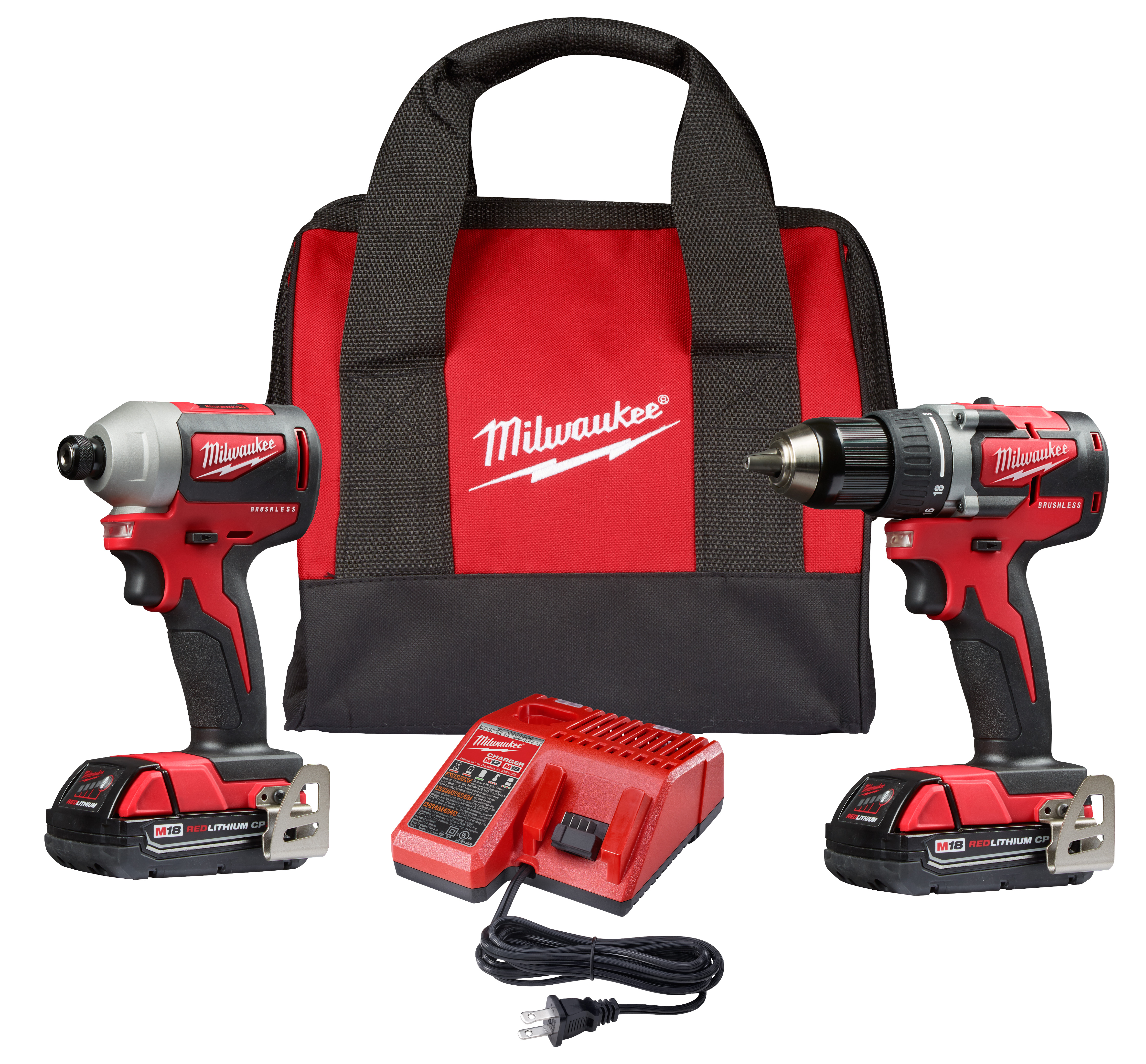 M18 18 Volt Cordless Compact Brushless Drill/Impact Driver Combo Kit