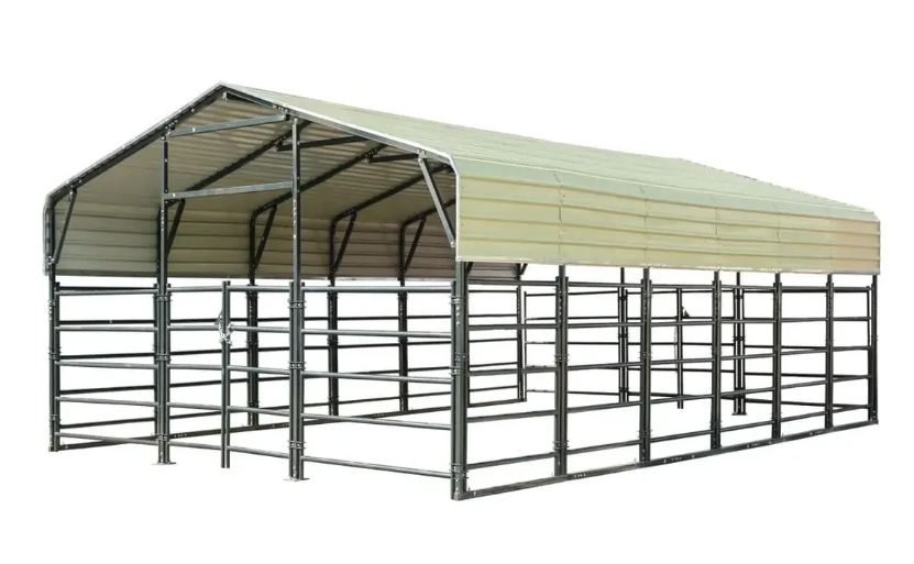 20’ x 30’ Livestock Corral Panel Metal Shed