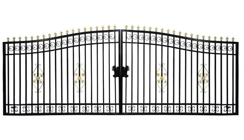 265-ft Bi-Parting Ornamental Wrought Iron Gate & Fence Panels Combo Pack