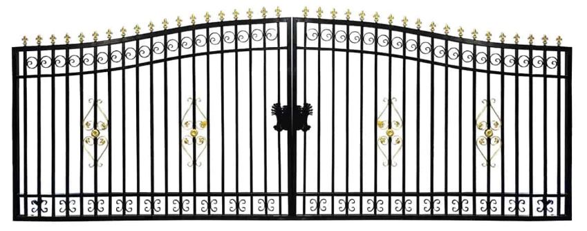 212-ft Bi-Parting Ornamental Wrought Iron Gate & Fence Panels Combo Pack