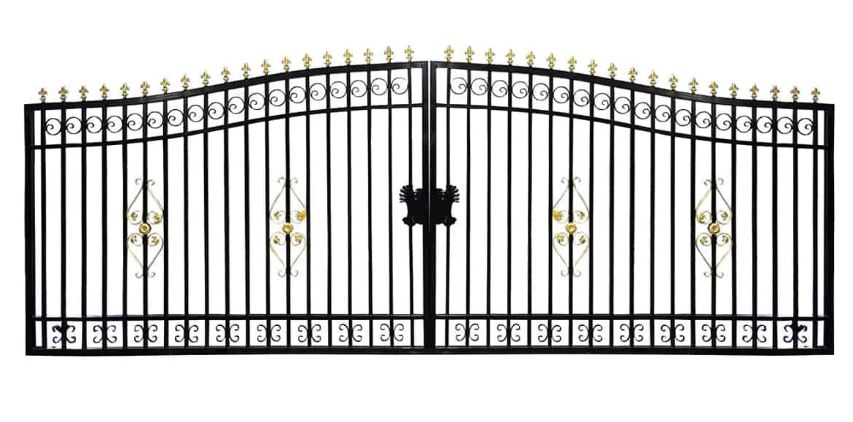 110-ft Bi-Parting Ornamental Wrought Iron Gate & Fence Panels Combo Pack