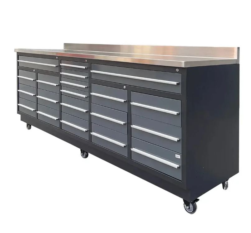 Pro Series 9-FT 20 Drawer Stainless Steel Table Top Workbench