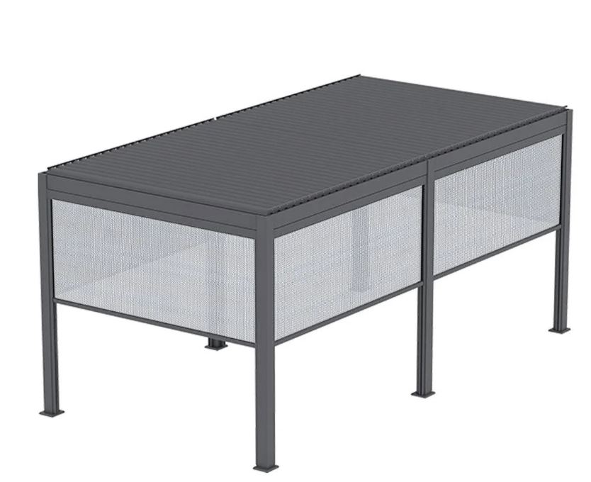 TMG LIVING 10' x 20' Aluminum Motorized Louver Pergola with Side Screens