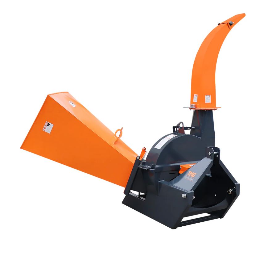 6" 3-Point Hitch Wood Chipper with Reversible/Hardened Blades, 360° Swiveling Chute