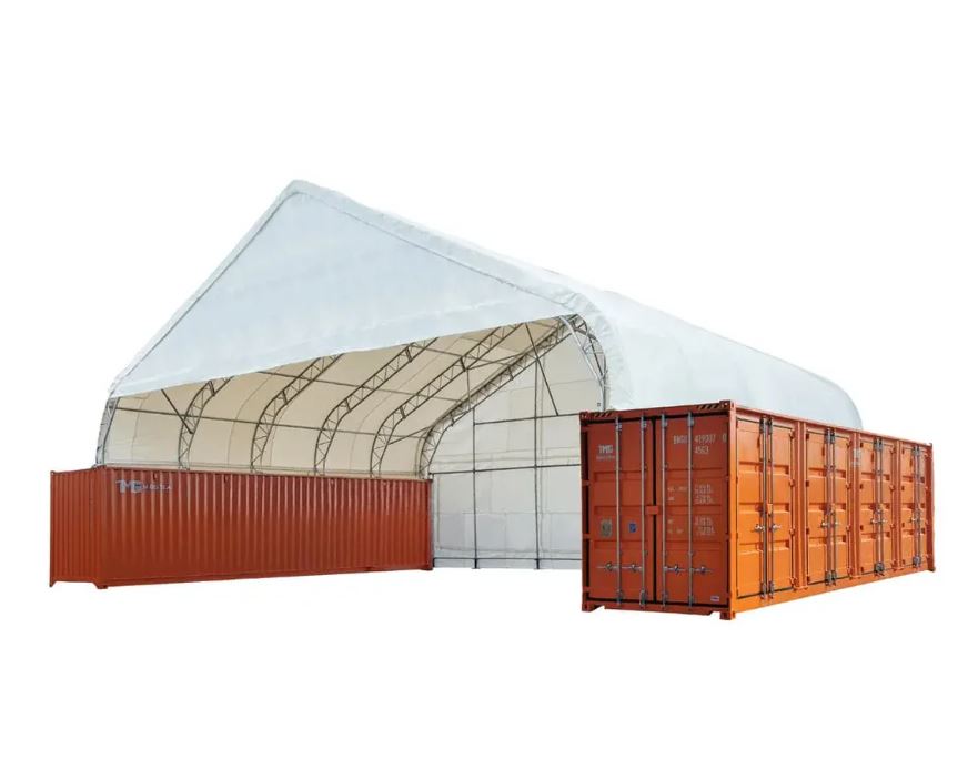 50' x 40' Dual Truss Container Shelter with Heavy Duty 32 oz PVC Cover