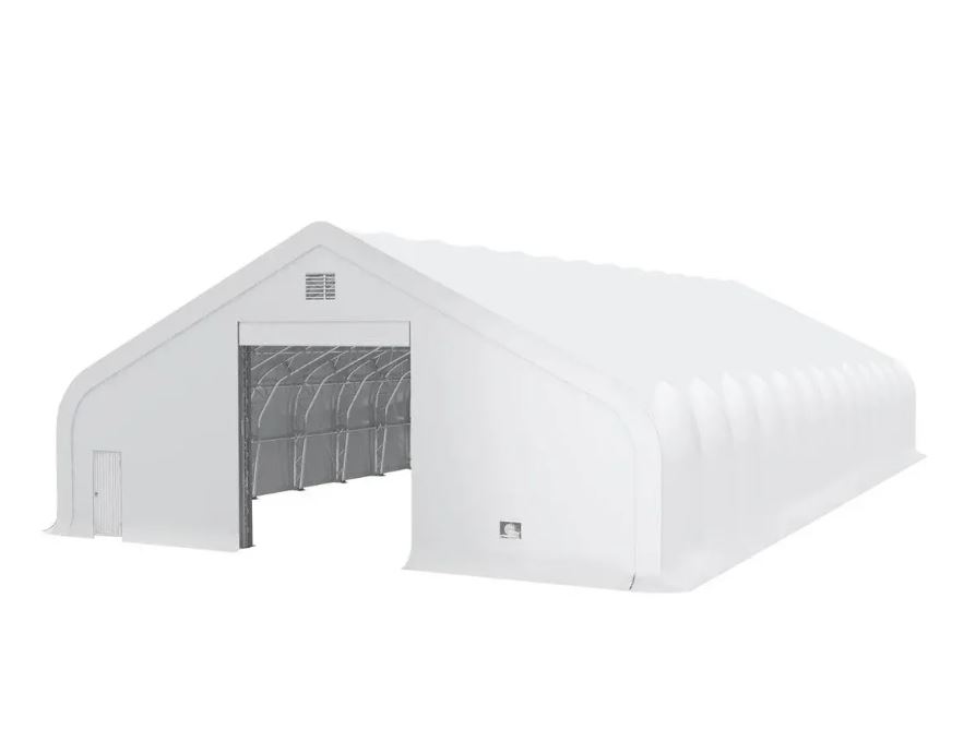 50' x 100' Dual Truss Storage Shelter with Heavy Duty 32 oz PVC Cover & Drive Through Doors - BB