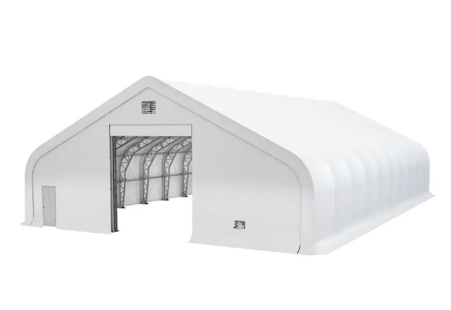 50' x 80' Dual Truss Storage Shelter with Heavy Duty 32 oz PVC Cover & Drive Through Doors - BA