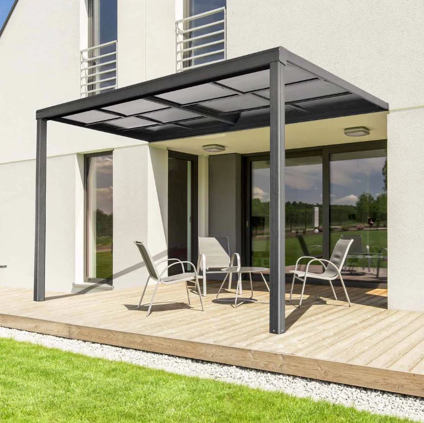10' x 13' Sliding Roof Aluminum Patio Cover with Grey Panels