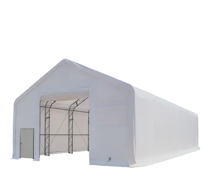 30' x 60' Dual Truss Storage Shelter with Heavy Duty 17 oz PVC Cover & Drive Through Doors