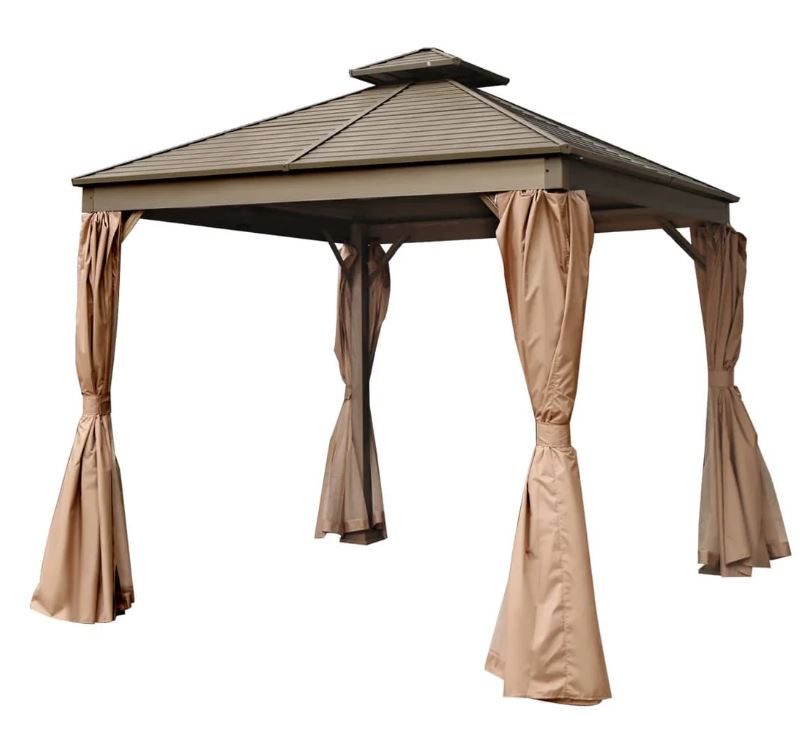 10’ x 10’ Hardtop, Double Tier Steel Roof Patio Gazebo