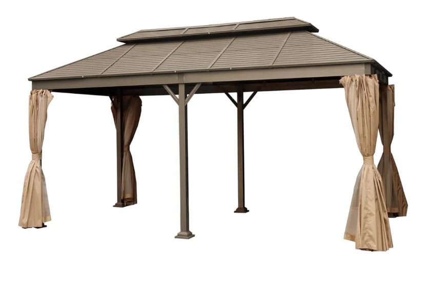 10’ x 20’ Hardtop, Double Tier Steel Roof Patio Gazebo