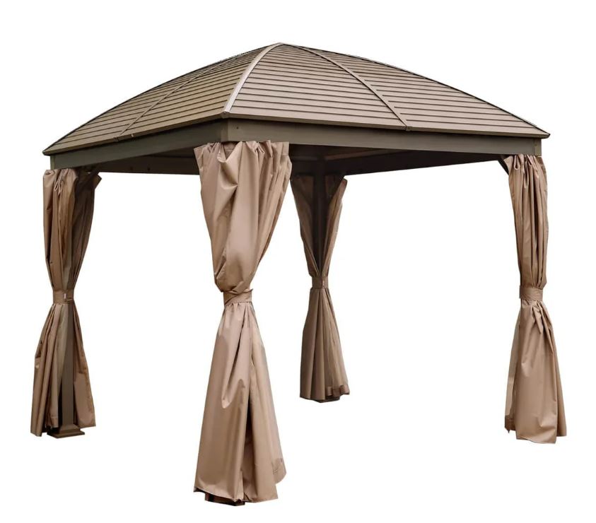 10’ x 10’ Hardtop Curved Steel Roof Patio Gazebo