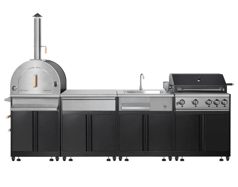 11’ 4-Burner Outdoor Kitchen Island (Black)