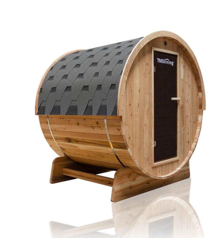 TMG LIVING Outdoor Rustic Cedar Barrel Sauna