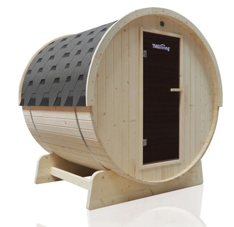 TMG LIVING Outdoor White Pine Barrel Sauna