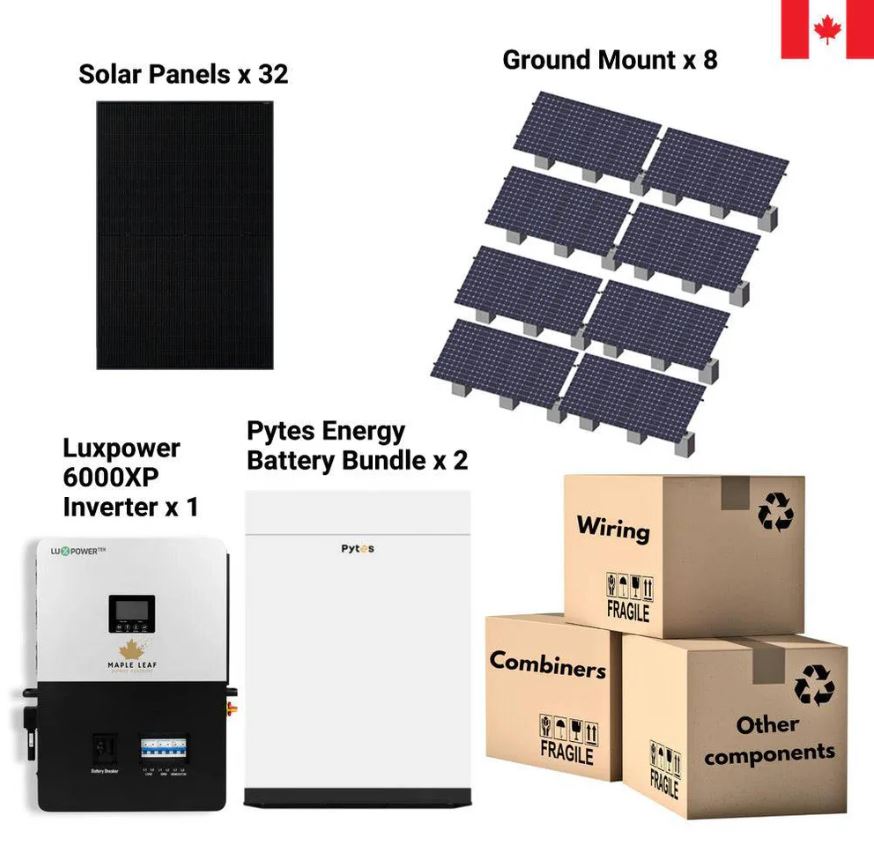 12800w Ground Mount, Pytes Battery 48 V/400A Off-Grid Solar Kit