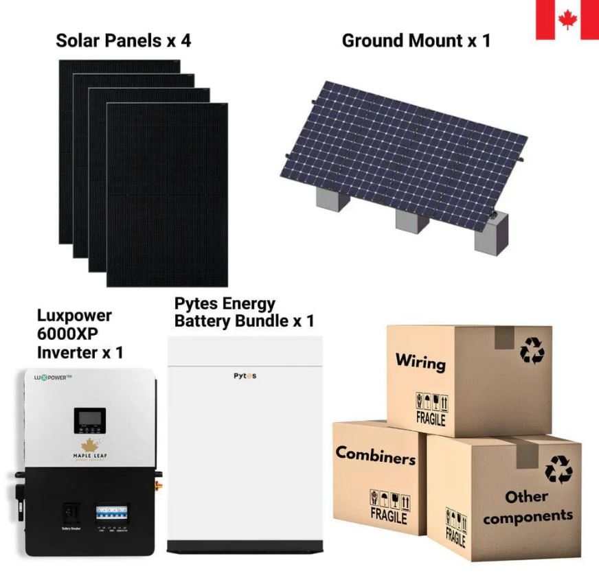 1600w Ground Mount with Pytes Battery 48 V/200 A Off-Grid Solar Kit