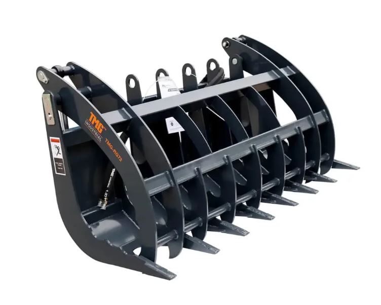 72" Skid Steer Root Rake Grapple Attachment