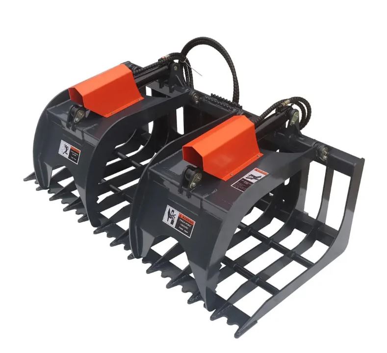 84" Skid Steer Rock Skeleton Grapple Attachment