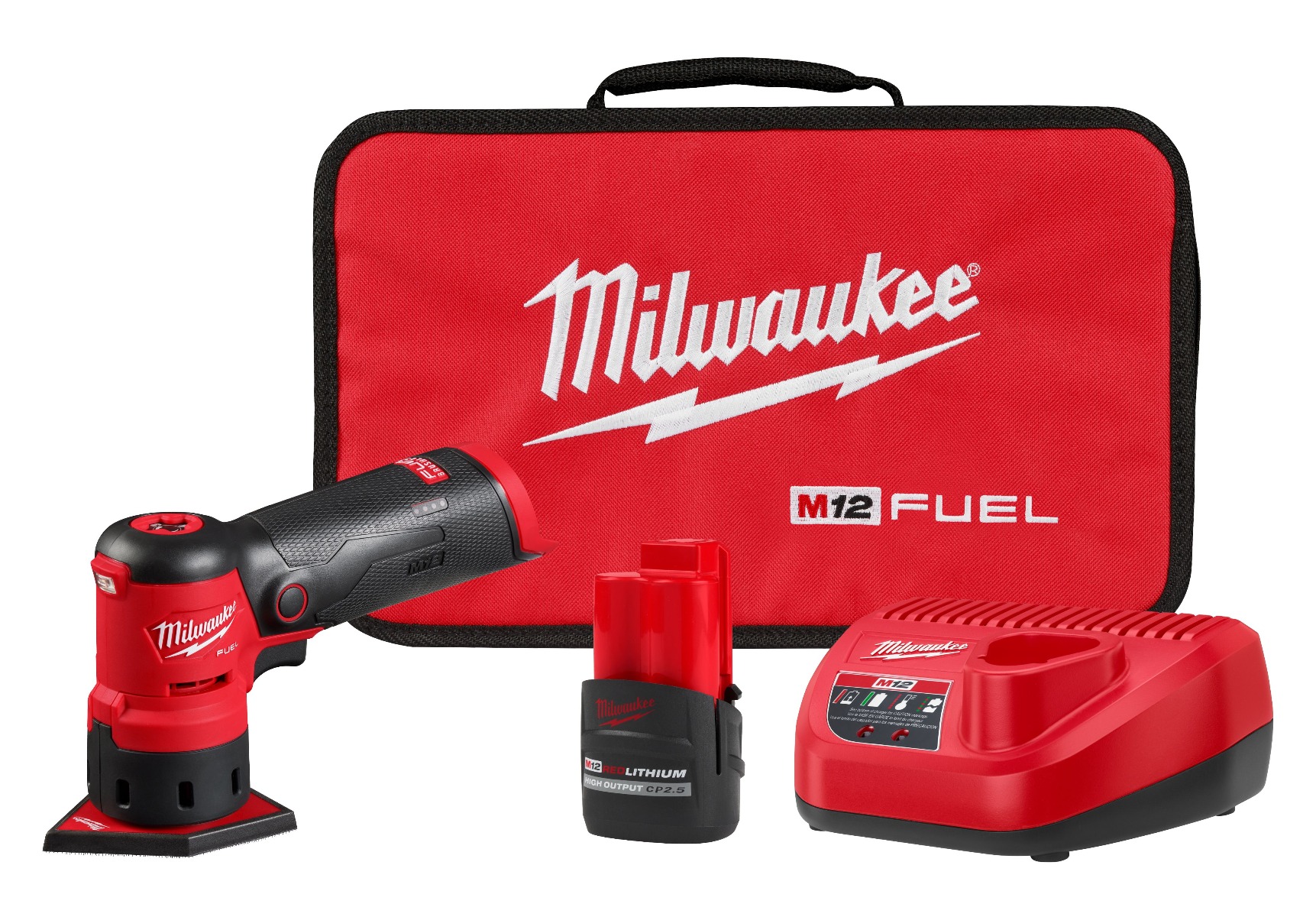 Milwaukee MIL-2531-21HOC M12 FUEL Orbital Sander Kit Orbital Detail Sander Kit W/2.5Ah Battery