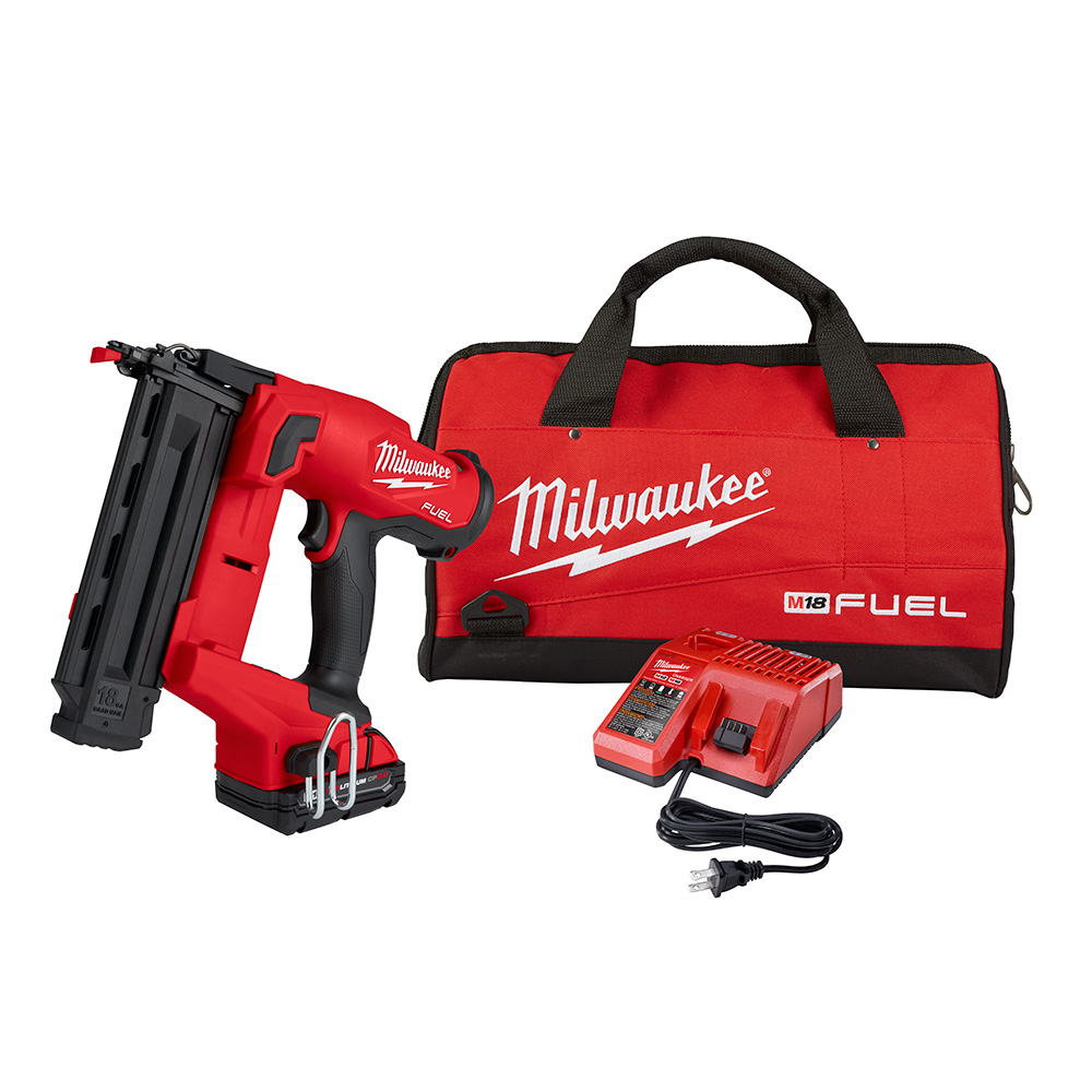 M18 FUEL 18 Volt Lithium-Ion Cordless 18 Gauge Brad Nailer Kit