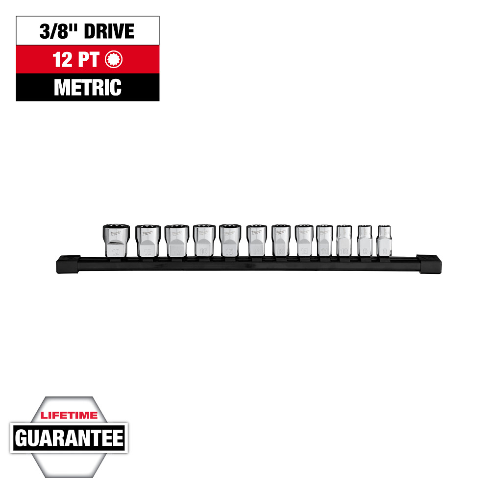 12pc 3/8” Drive 12-Point Metric Socket Set