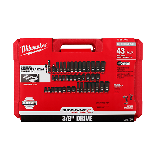 43PC SHOCKWAVE Impact Duty™ 3/8" Drive SAE & Metric Deep 6 Point Socket Set