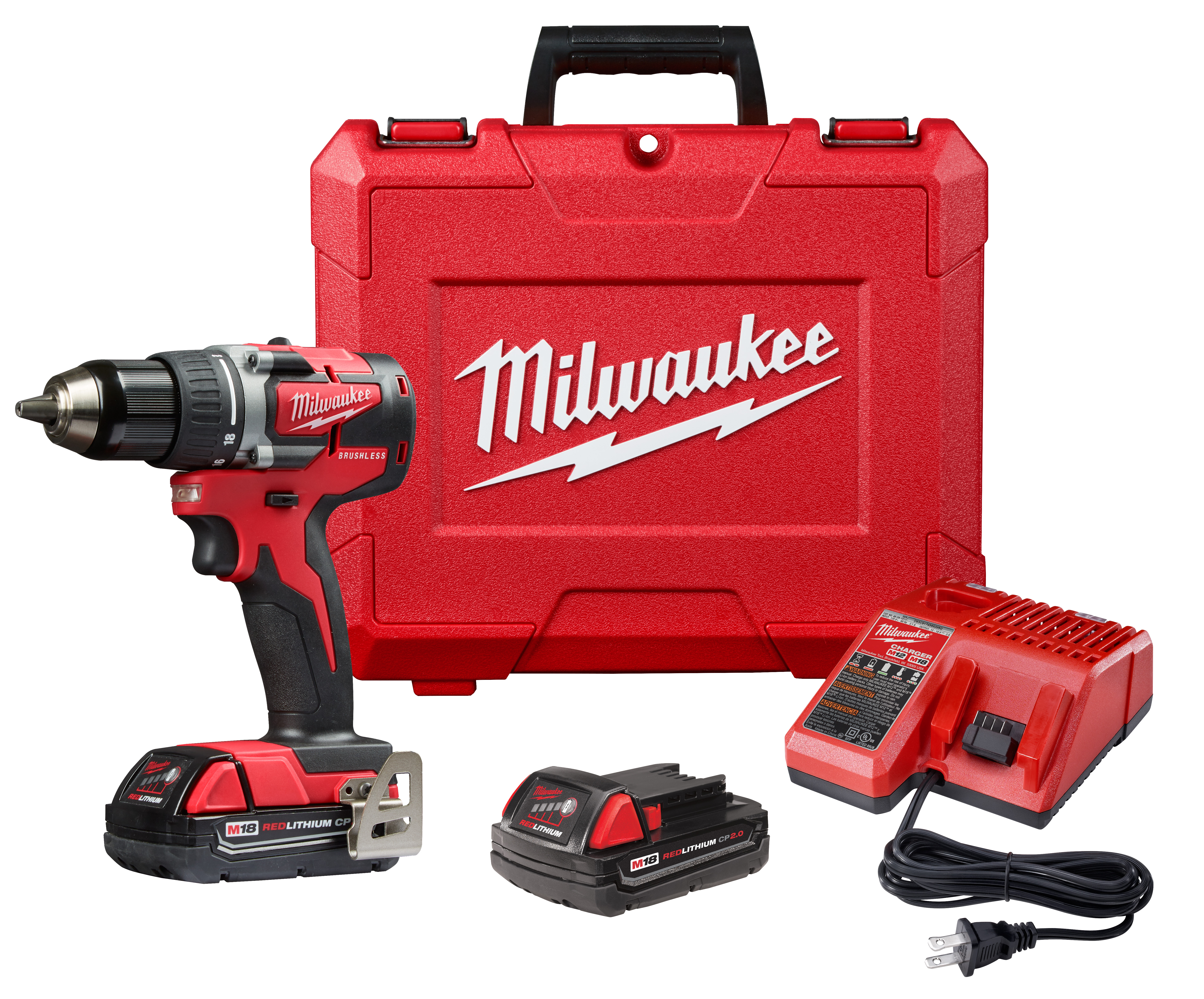 M18 18 Volt Lithium-Ion Cordless Compact Brushless 1/2 in. Drill Kit