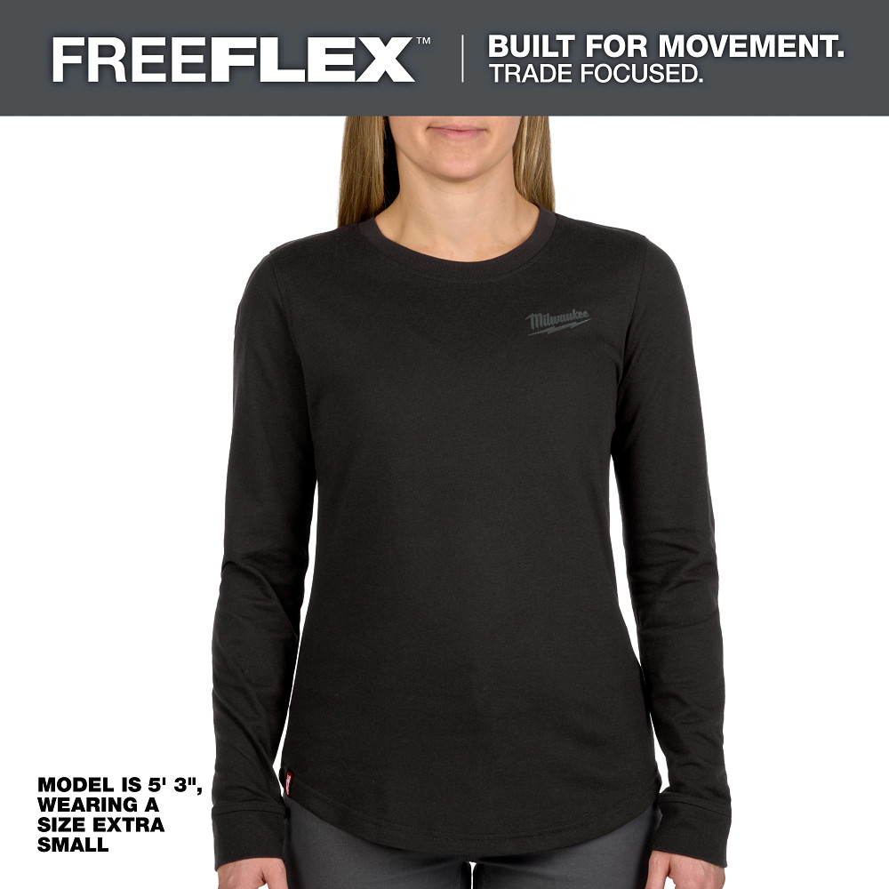 Women's FREEFLEX™ Hybrid Tee - Long Sleeve Black 2X