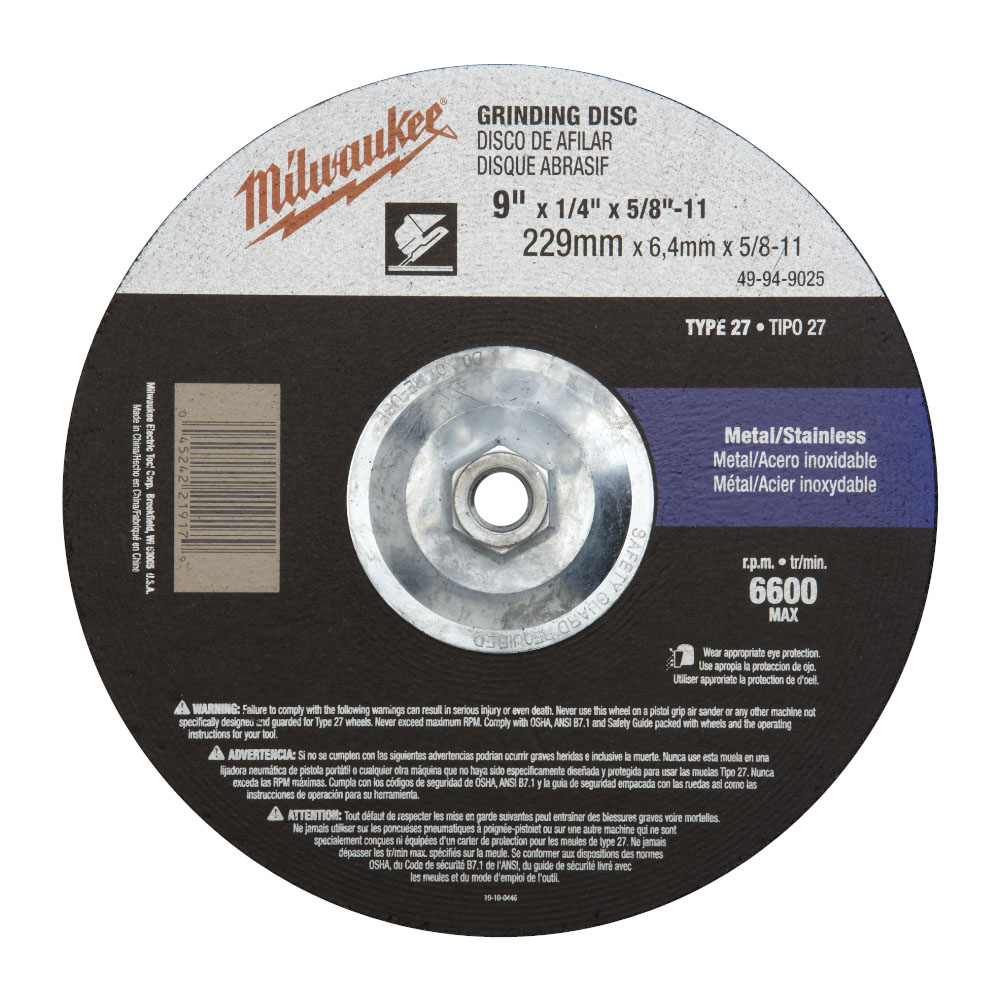 Grinding Disc 9 x 1/4 x 5/8 - 11 in. (10 Pack)