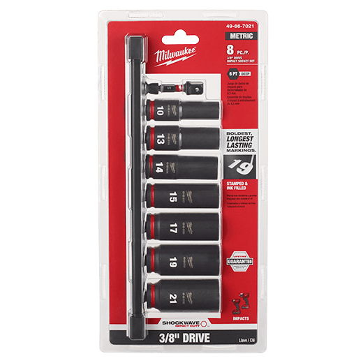 8PC SHOCKWAVE Impact Duty™ 3/8"" Drive Metric Deep 6 Point Socket Set