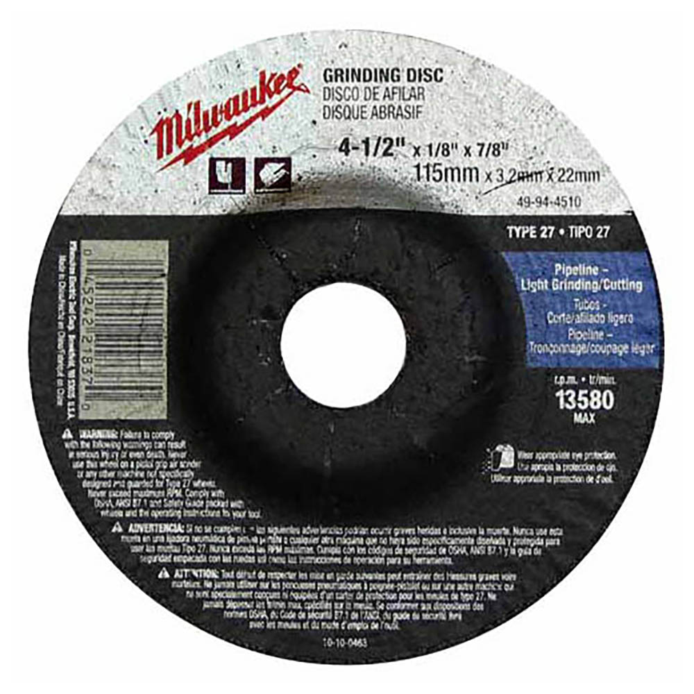 4-1/2 in. x 1/4 in. x 7/8 in. Grinding Wheel (Type 27) 10 PACK