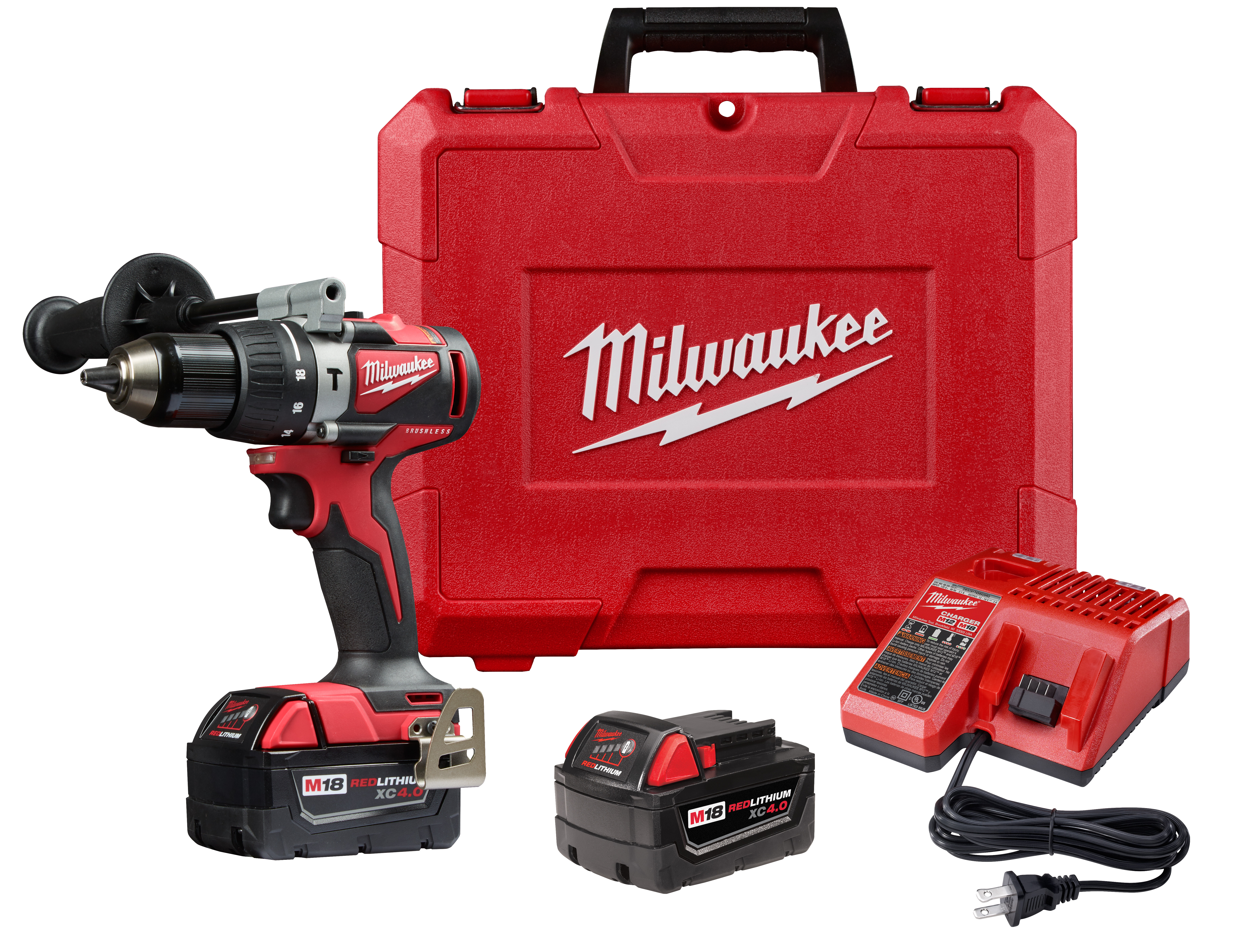 M18 18 Volt Lithium-Ion Cordless Brushless 1/2 in. Hammer Drill Kit