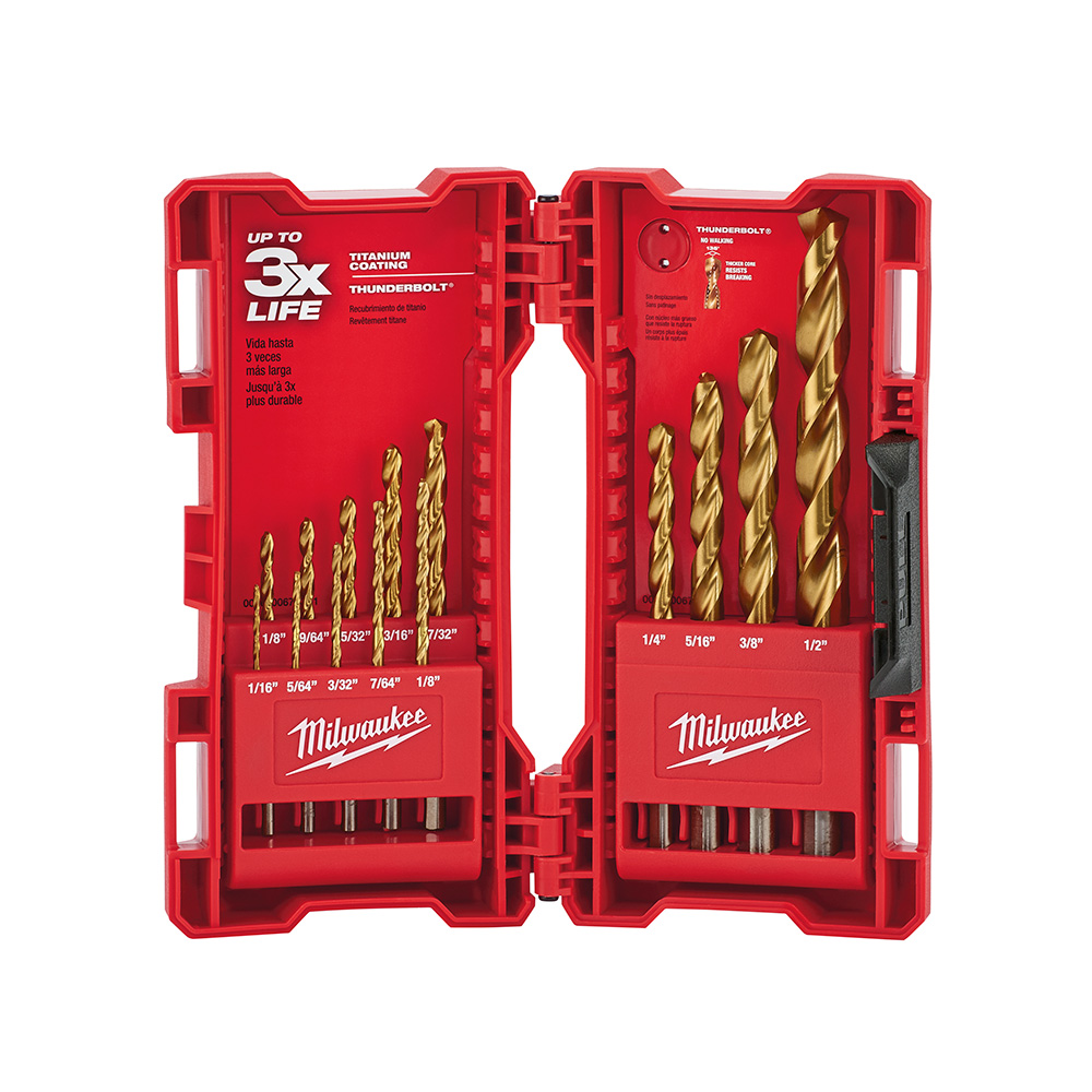 Thunderbolt Titanium Coated Drill Bits - 14 Piece