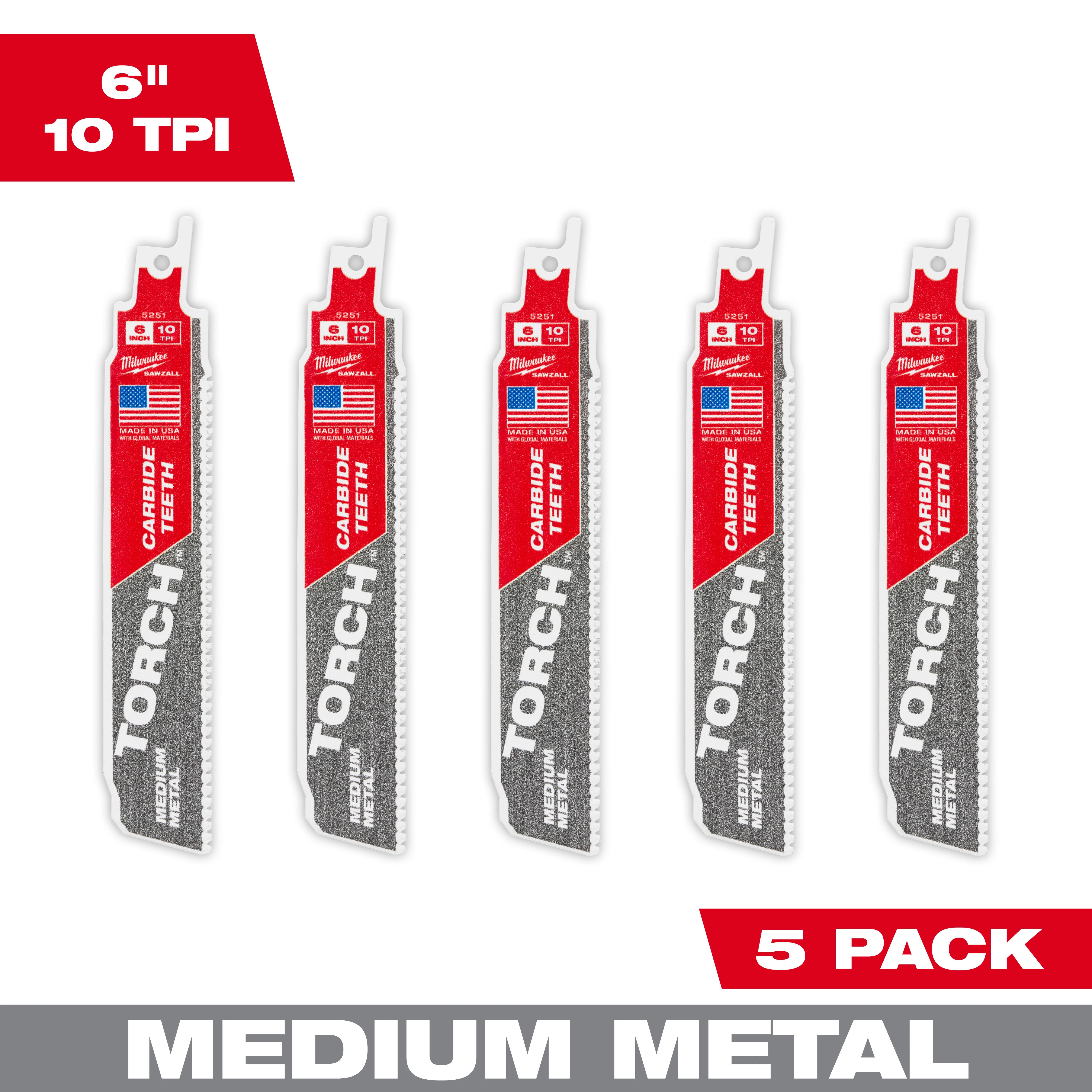 6" 10TPI The TORCH™ with Carbide Teeth for Medium Metal 5PK