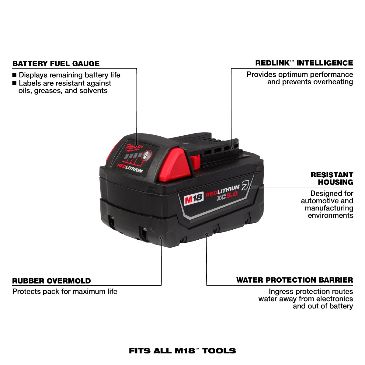 M18™ REDLITHIUM™  XC5.0 Resistant Battery