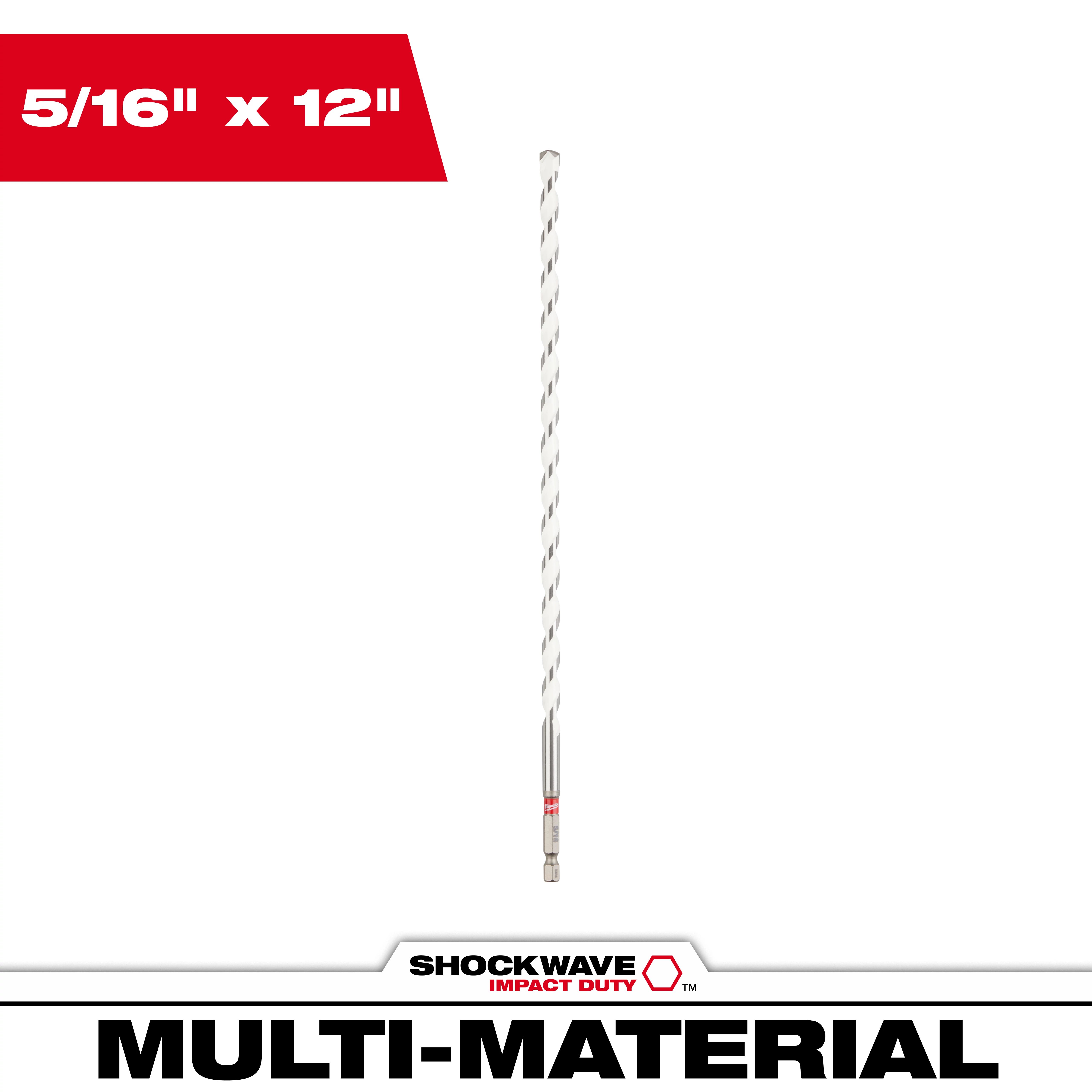 Milwaukee 5/16 Inch x 10 Inches x 12 Inches SHOCKWAVE Carbide Multi-Material Drill Bit