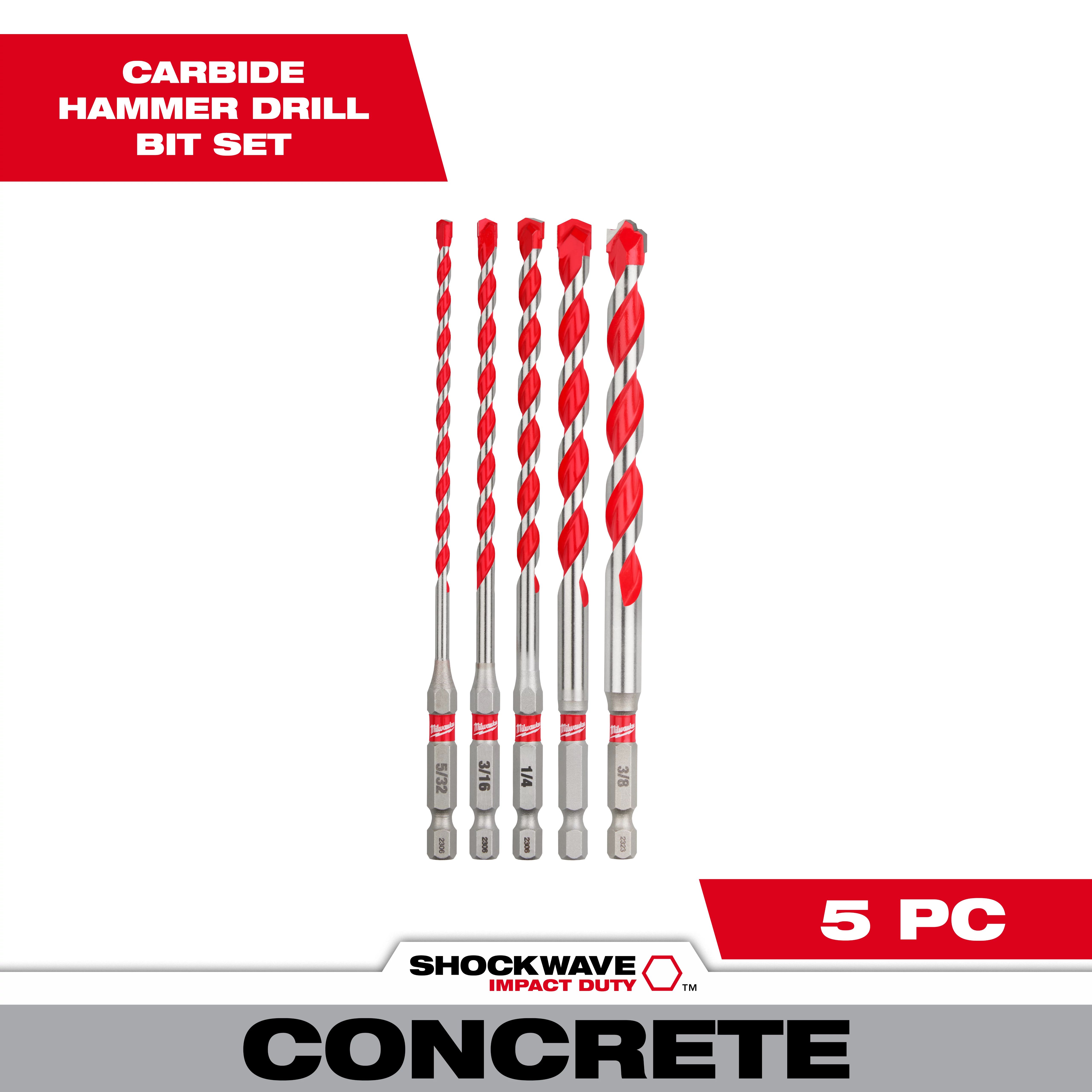 5PC. SHOCKWAVE Impact Duty™ Carbide Hammer Drill Bit Set