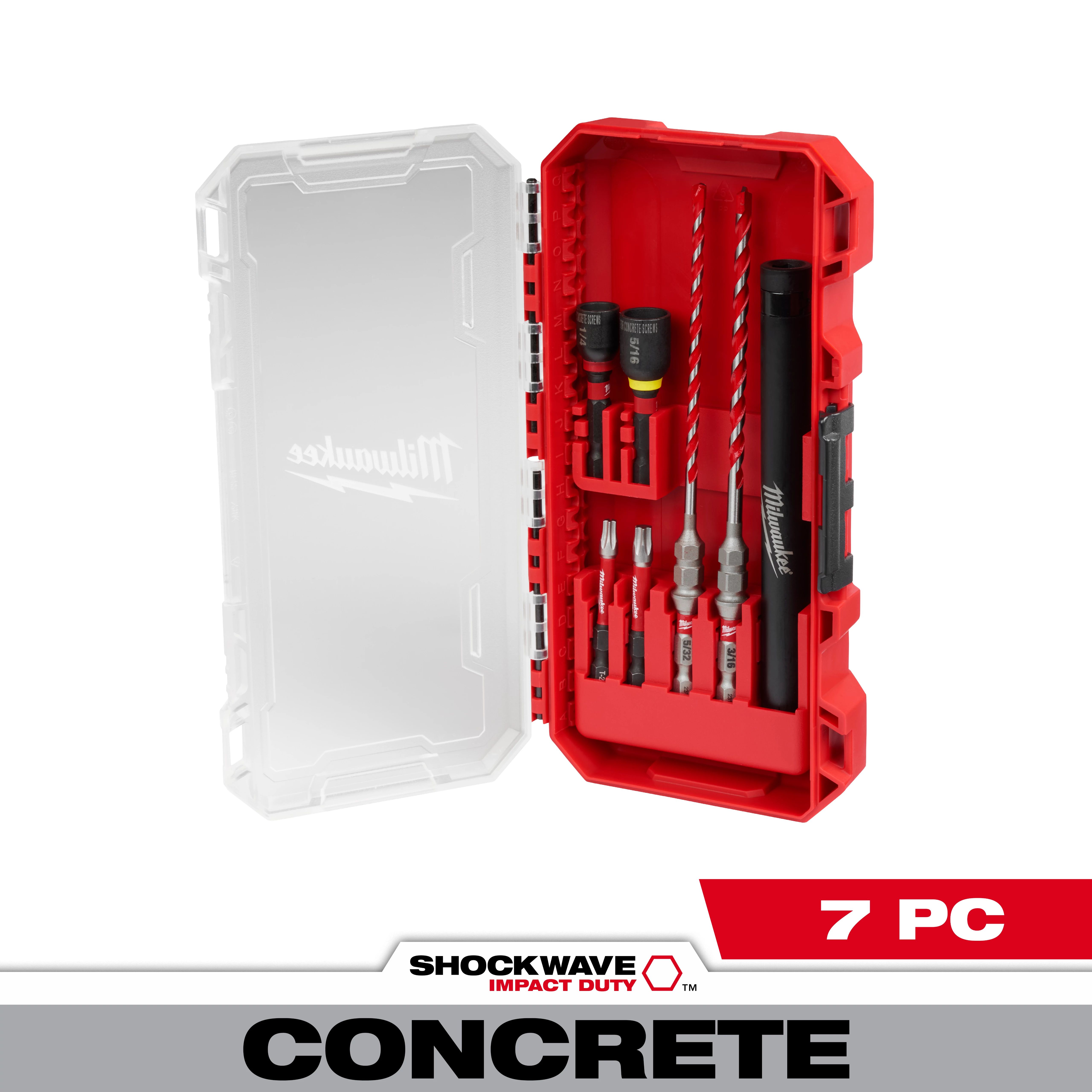 7PC. SHOCKWAVE Impact Duty™ Carbide Hammer Drill Bit Concrete Screw Install Set