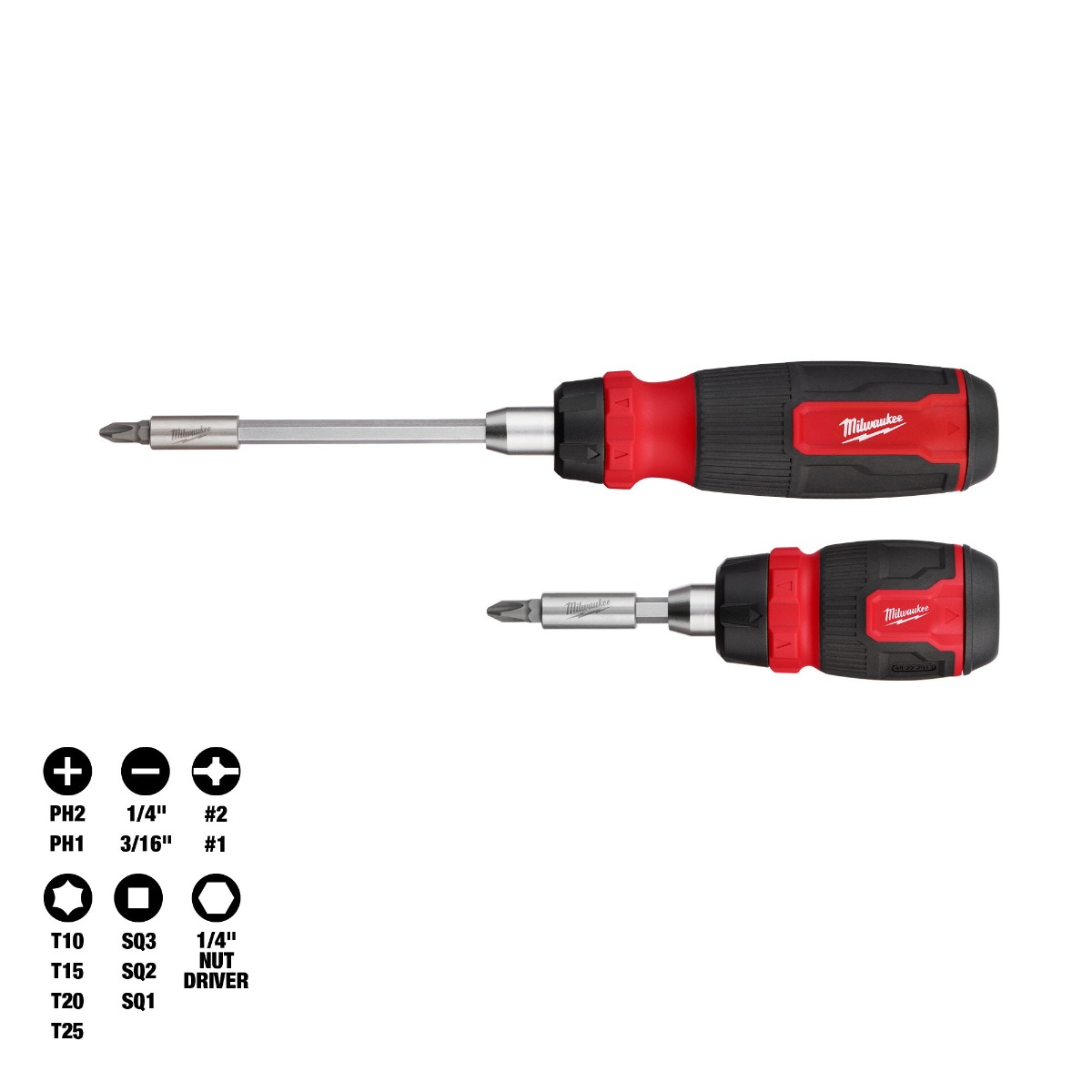 2pc 14-in-1 Ratcheting Multi-Bit and 8-in-1 Ratcheting Compact Multi-bit Screwdriver Set 
