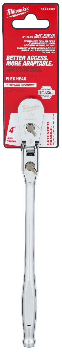 1/4" Drive 9" Flex Head Ratchet