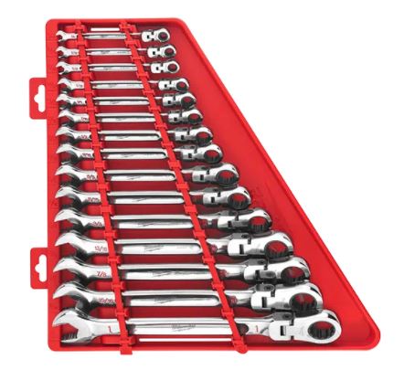 15pc Flex Head Ratcheting Combination Wrench Set - SAE