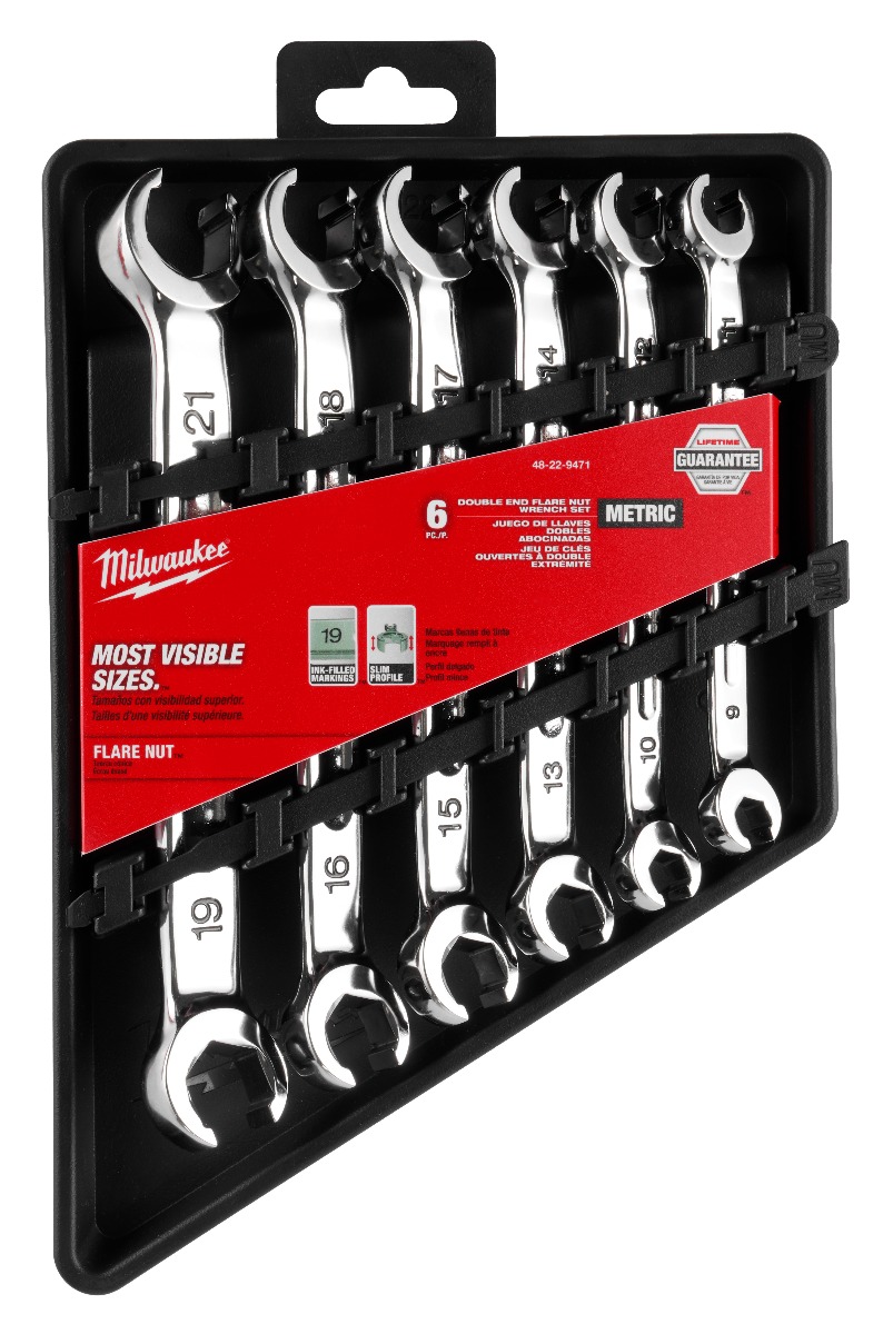 6pc Double End Flare Nut Wrench Set - Metric