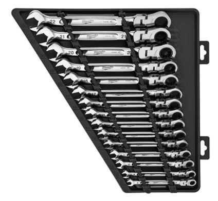 15pc Flex Head Ratcheting Combination Wrench Set - Metric